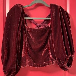 Velvet Burgundy Puff Sleeve Top